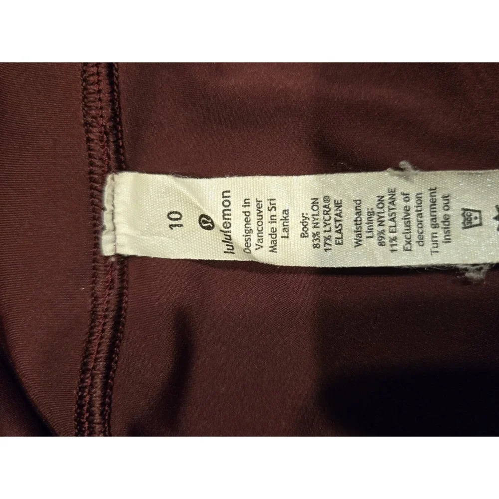 Lululemon Tight Stuff Tight Reflective Bordeaux Drama Leggings Women's 10 27